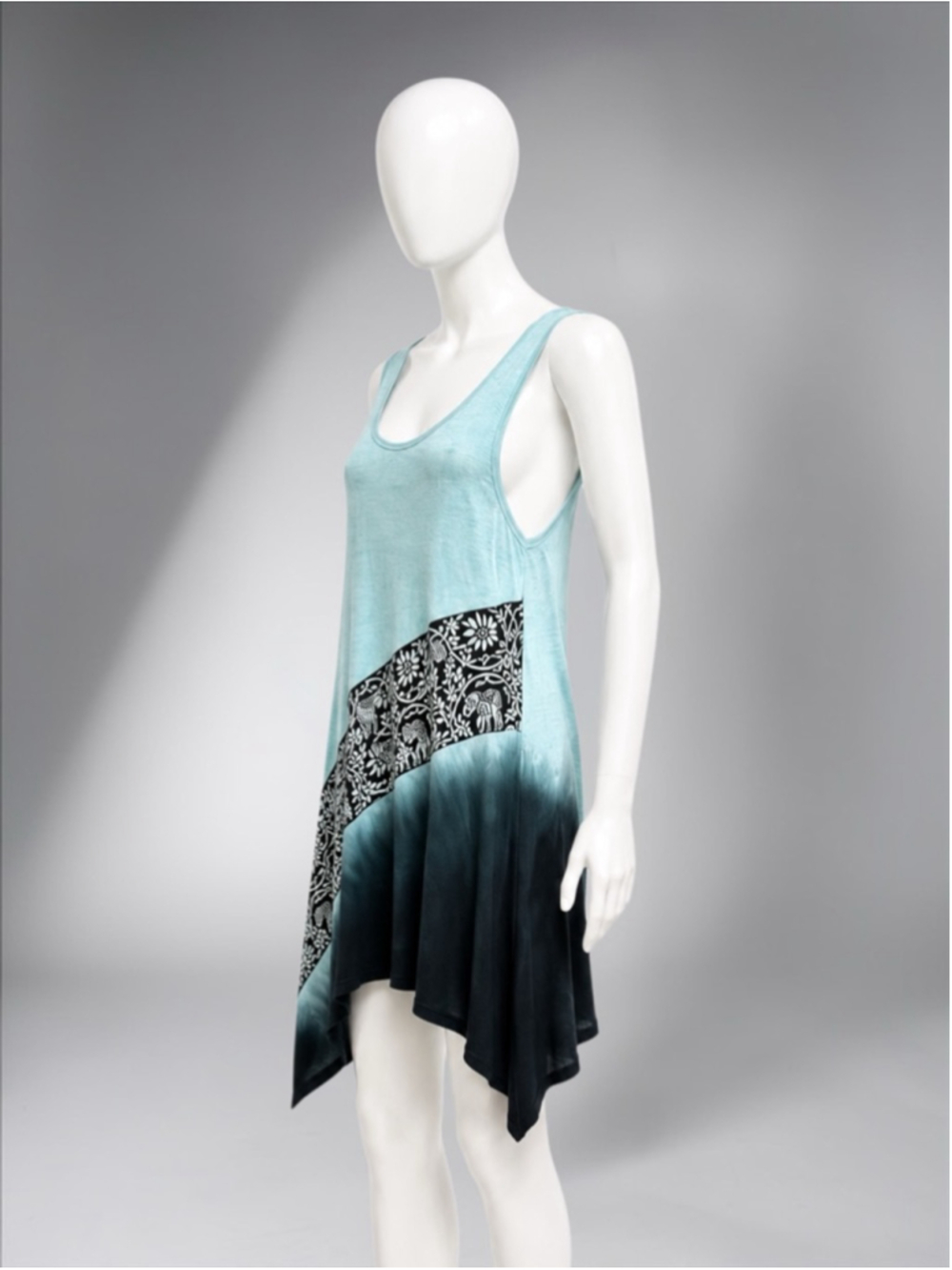 Yak N Yeti Black & Teal Ombré Shark-Bite Tank Tunic – Size M - Picture 10 of 12